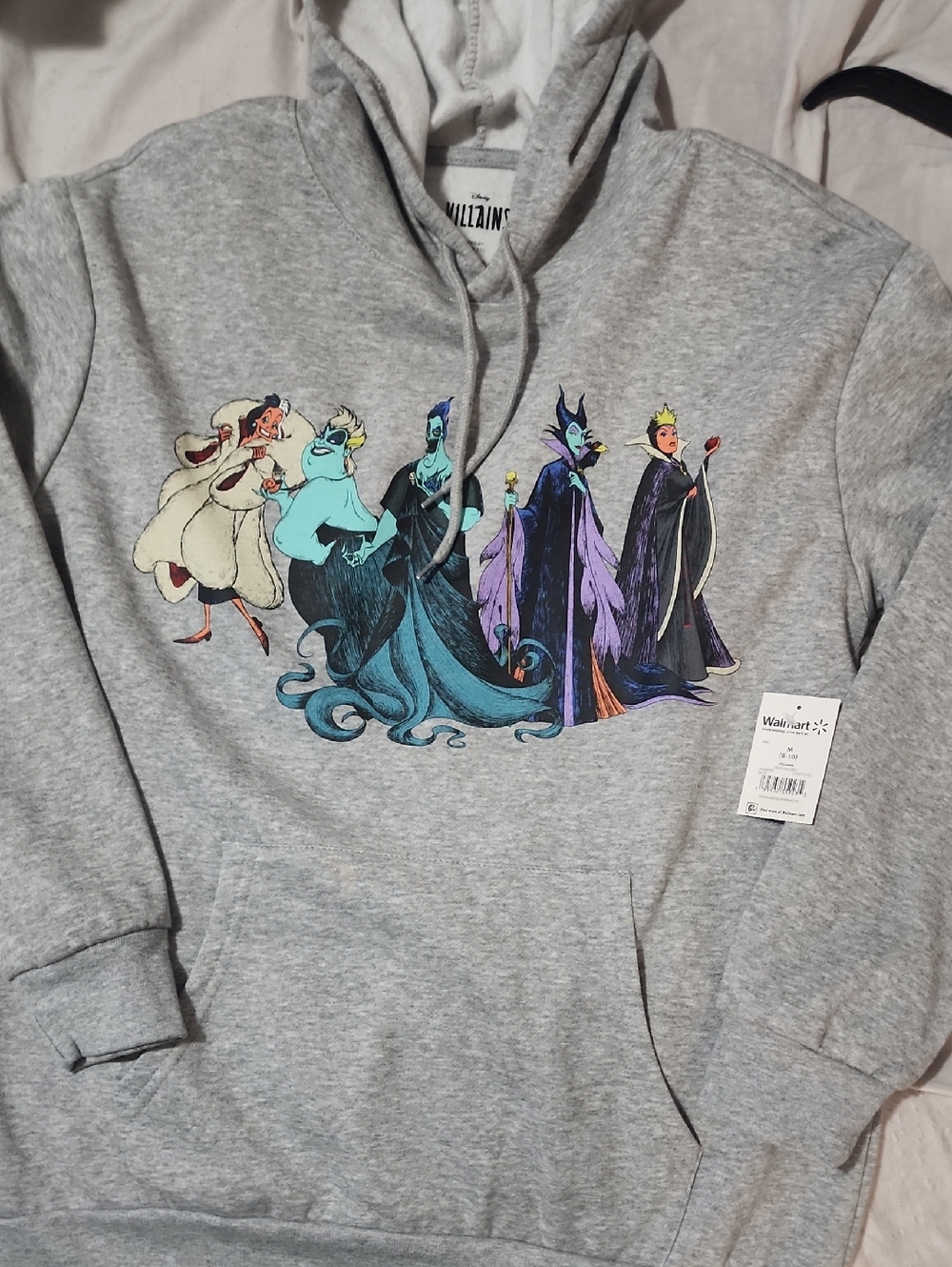 Gray Disney Villains Graphic Hoodie Sweatshirt - Women